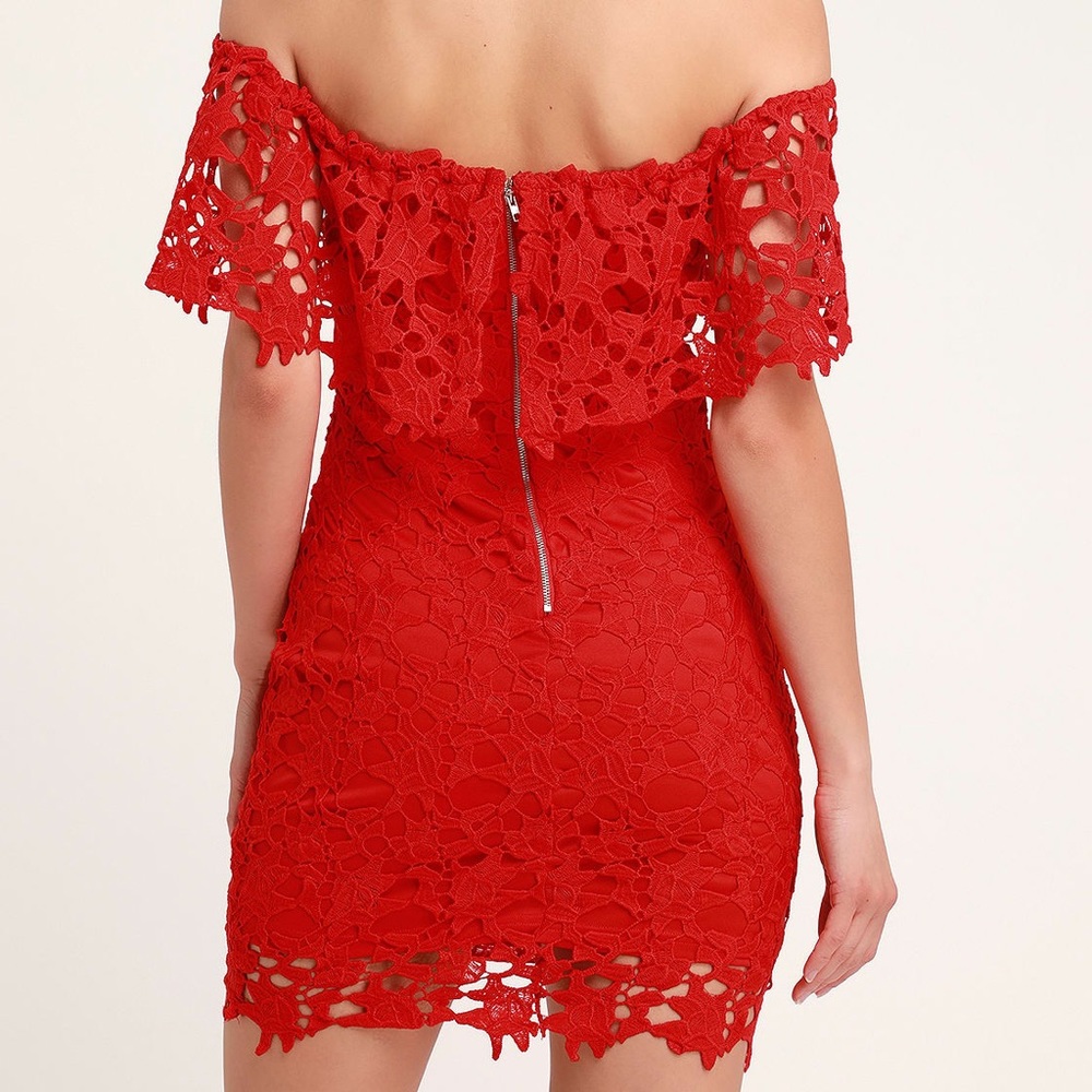 NWT LULU’S Genevieve Off-The-Shoulder Red Dress - Picture 3 of 9
